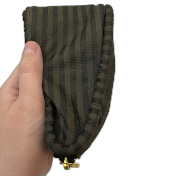 Fendi Dark Green & Brown Cloth Clutch Purse Bag One Size - Picture 13 of 16